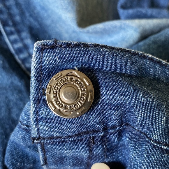 ABB denim blue jeans distressed fade elastic waistband button zipper fly size 10 - Picture 4 of 11